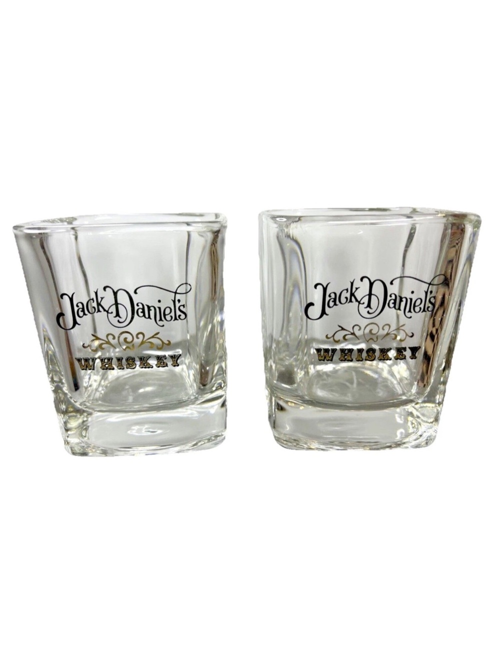 Vintage Jack Daniels Square Whiskey Glasses Set of 2